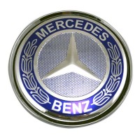 Изображение товара Колпачок в литой диск со стикером Mercedes (64/60/6) голубой+хром 