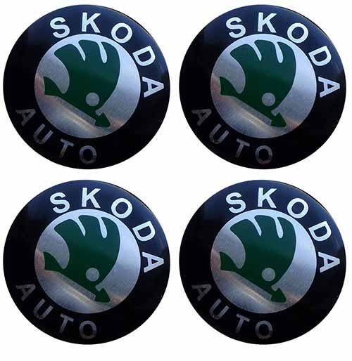 Наклейки на диски Skoda green black сфера 55 мм