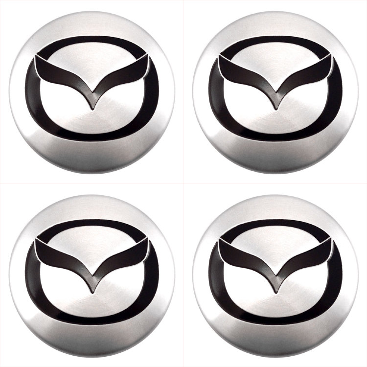 Наклейки на диски Mazda с юбкой 60 мм серебристые