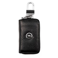 Изображение товара Чехол для ключей Opel кожаный фактурный на молнии черный