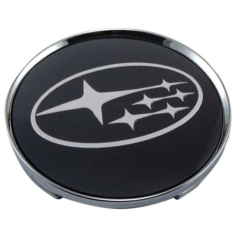 Колпачки на диски 62/56/8 хром со стикером Subaru черный