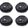 Колпачки на диски 62/56/8 хром со стикером Subaru черный