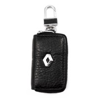 Изображение товара Чехол для ключей Renault кожаный фактурный на молнии черный