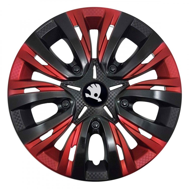 Колпаки на диски Skoda Lion Carbon Red Mix 16